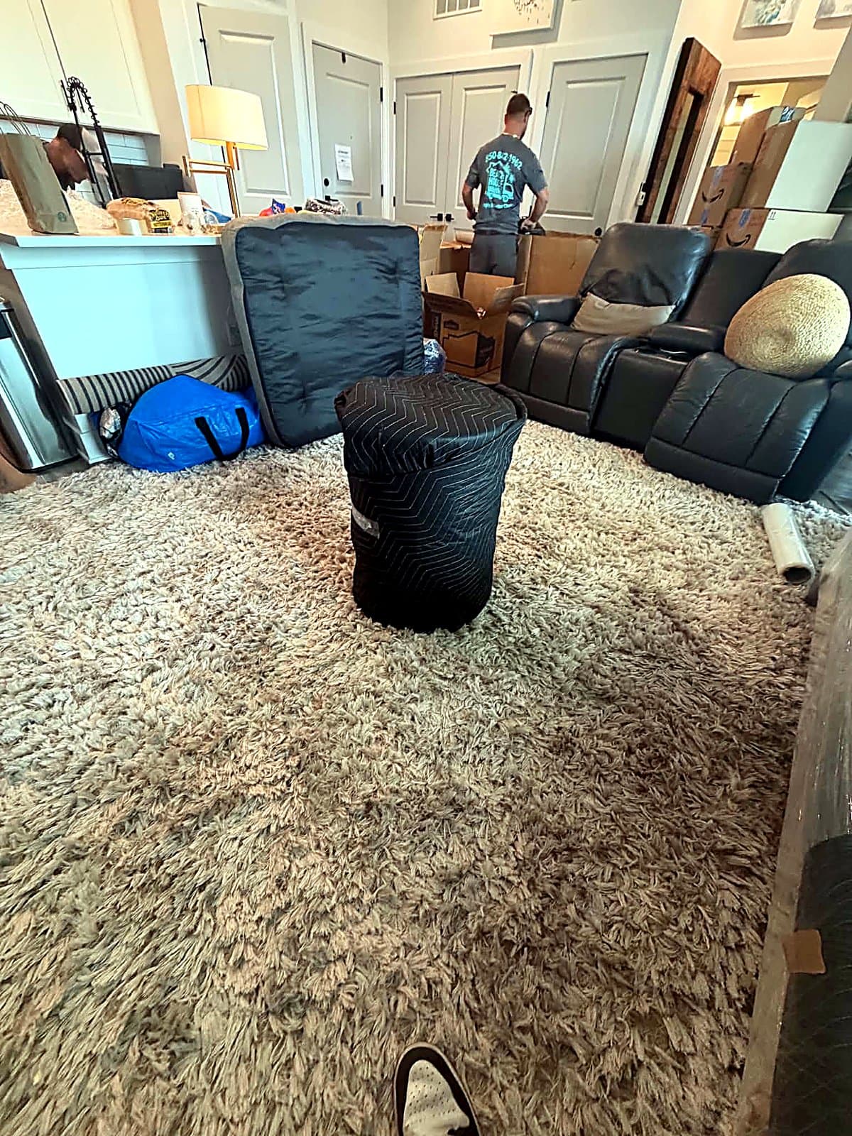 Antique drum table pad-wrapped and taped by Beach House Moving in Inlet Beach, FL