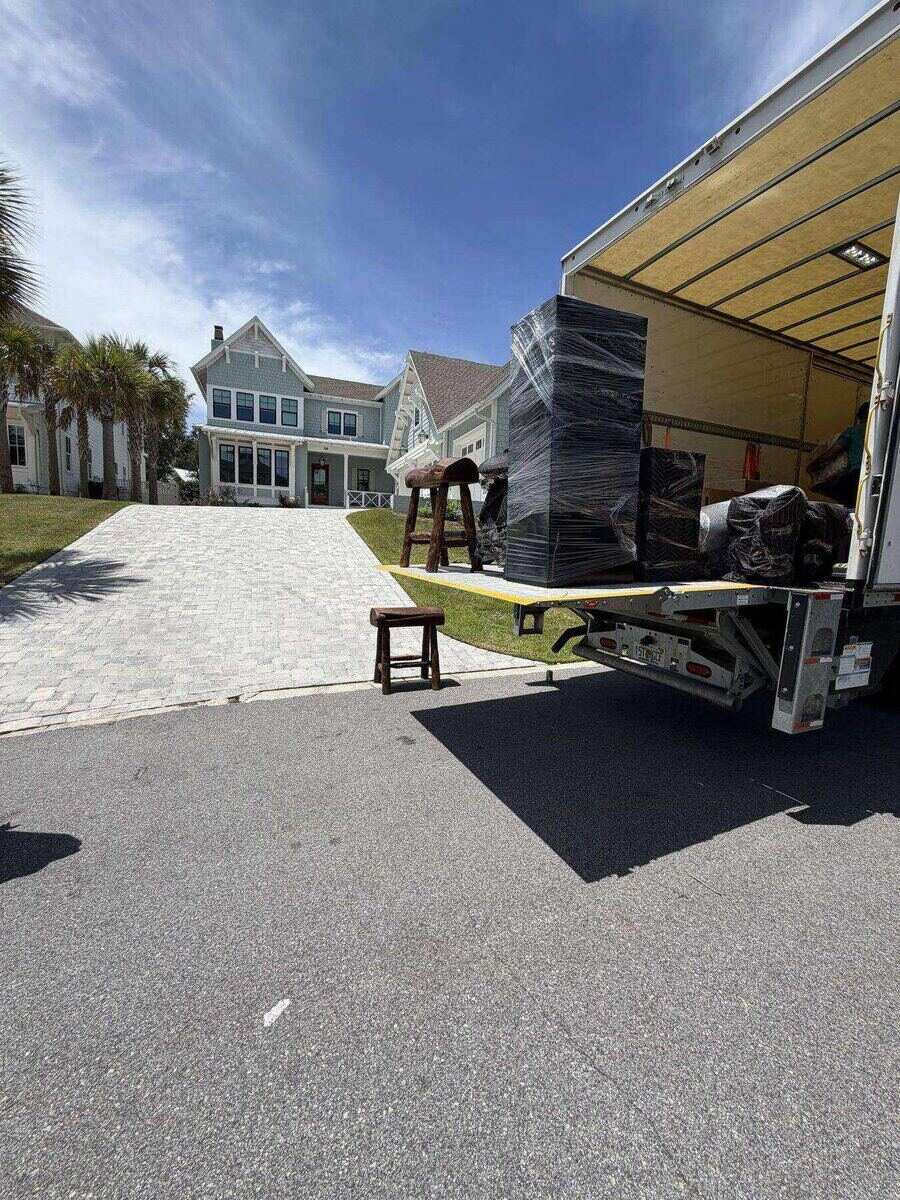 Beach House Moving truck loaded for a local move at a 30A coastal home